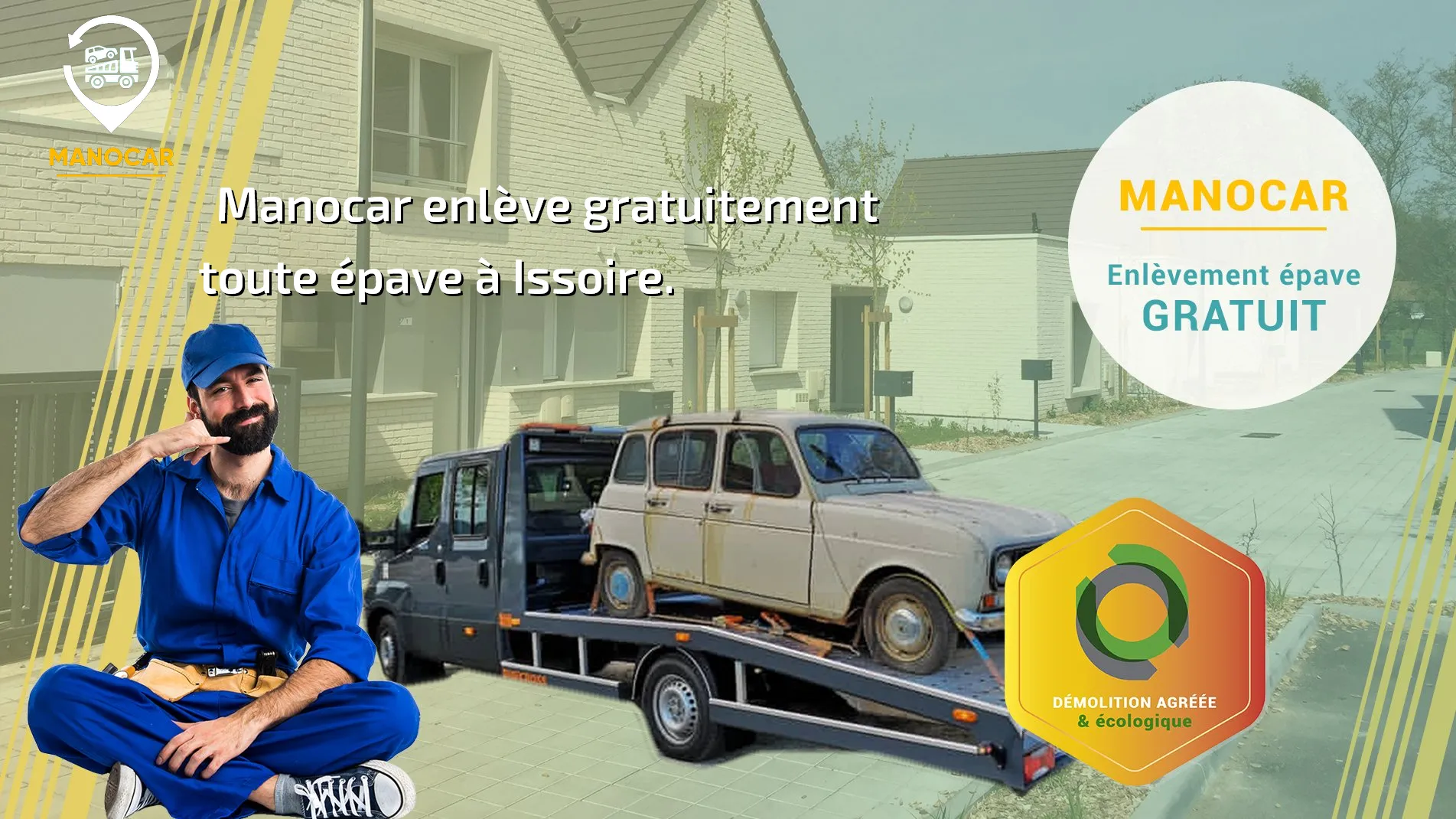 Manocar épaviste Issoire (63) agréé VHU, enlèvement épave gratuit.