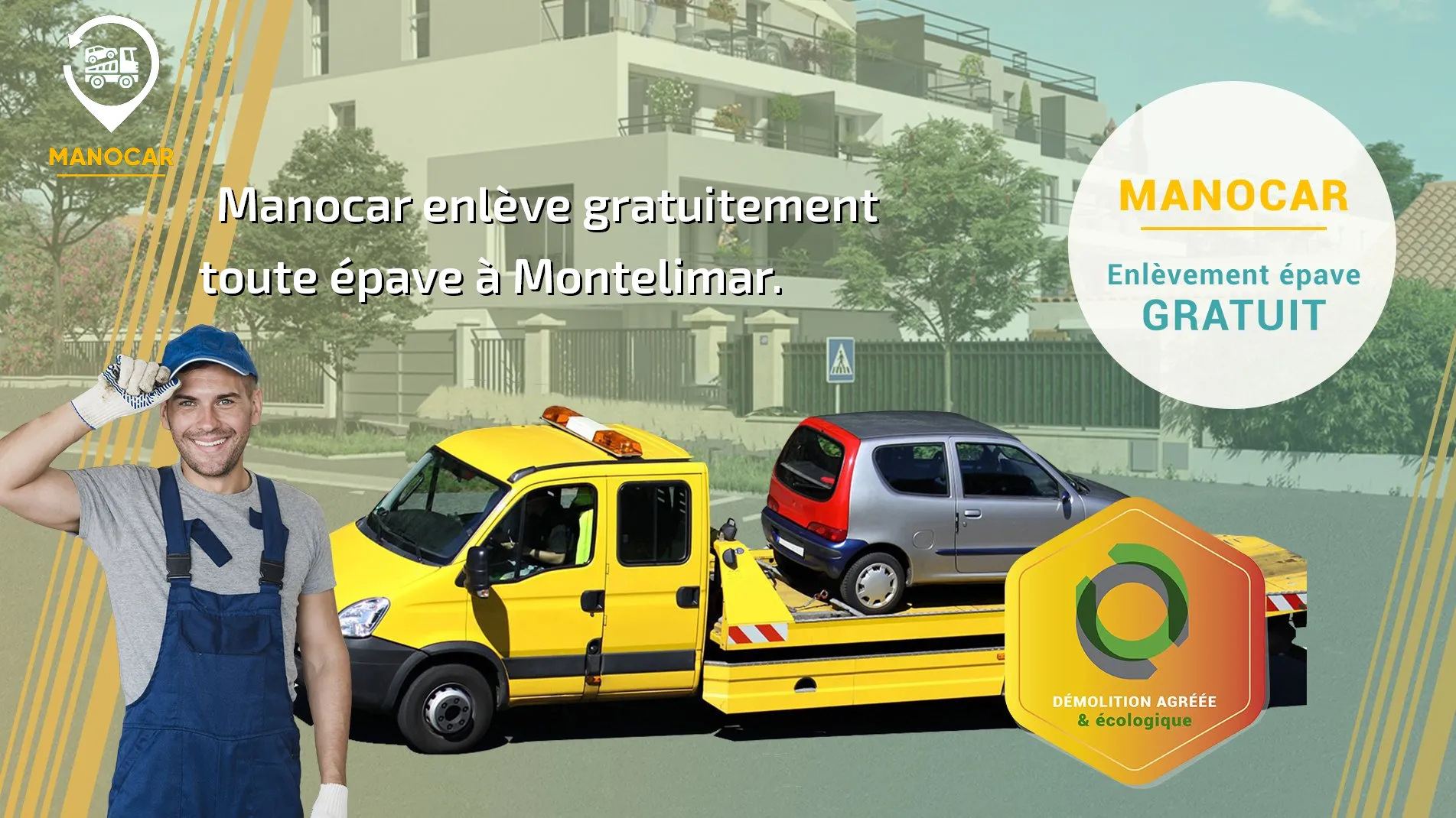 Manocar épaviste Montélimar (26) agréé VHU, enlèvement épave gratuit.