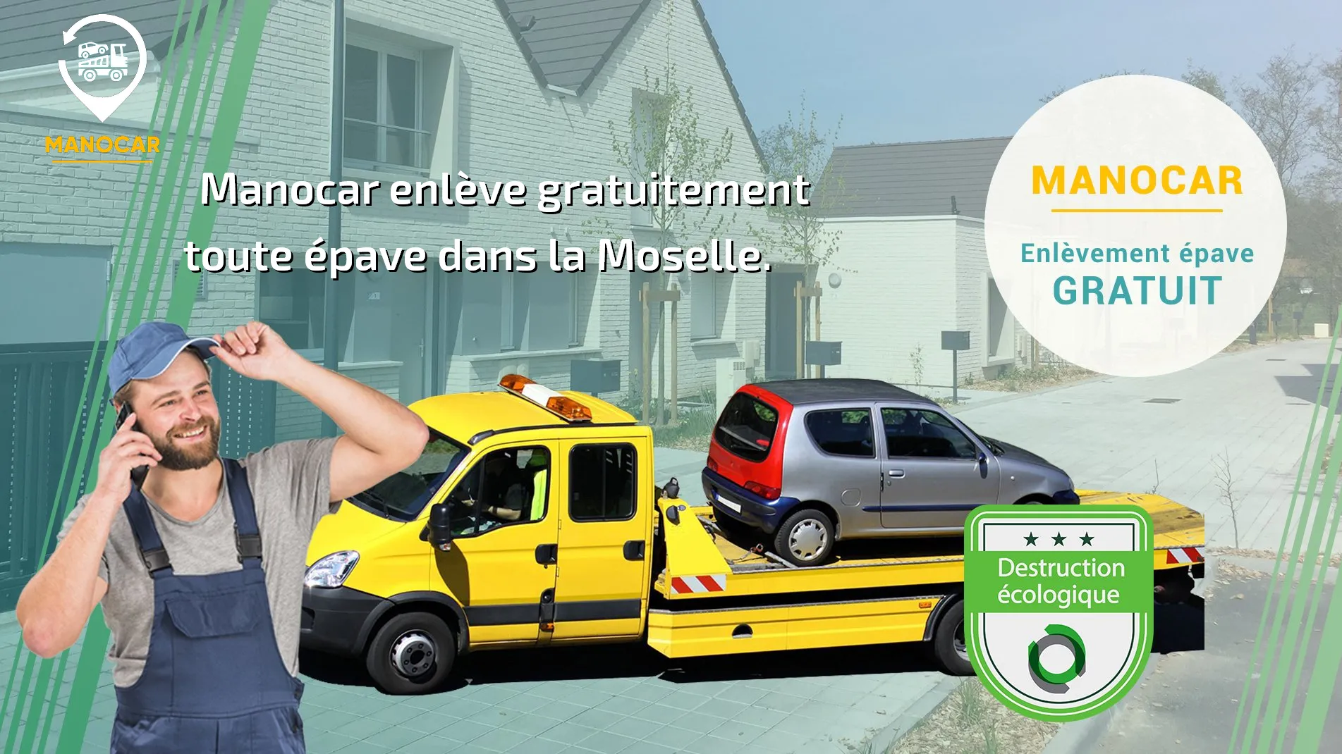 Manocar épaviste Moselle (57) agréé VHU, enlèvement épave gratuit.