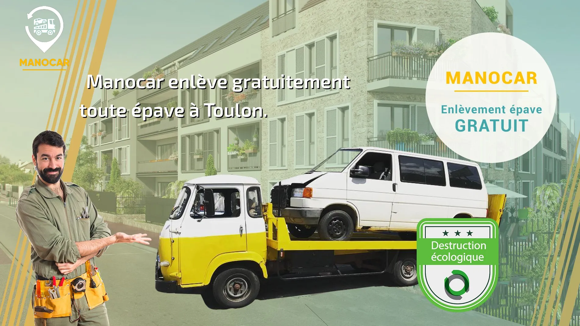 Manocar épaviste Toulon (83) agréé VHU, enlèvement épave gratuit.