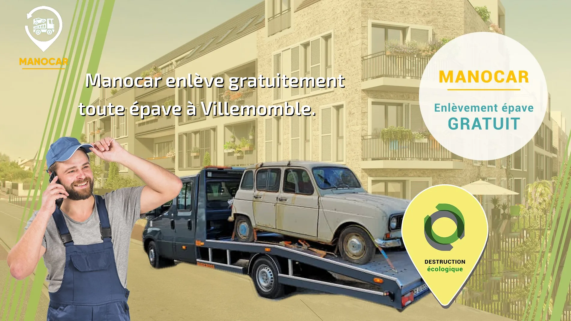 Manocar épaviste Villemomble (93) agréé VHU, enlèvement épave gratuit.